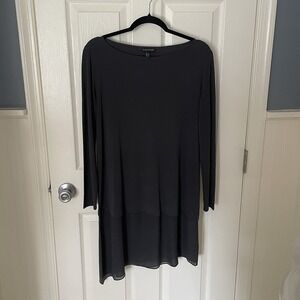 Eileen Fisher Ballet Neck Silk Jersey Dress Tunic Shirt GRAY Size Small